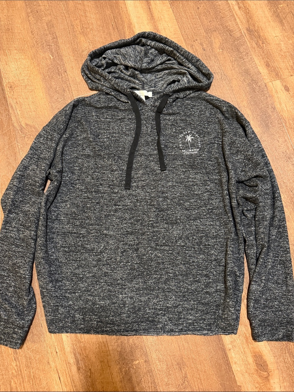 Women's Marled Charcoal Pullover Hoodie with Chest Emblem